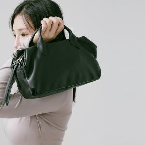 Supportingrole簡約線條百搭輕量真皮手提肩斜背旅行波士頓 黑