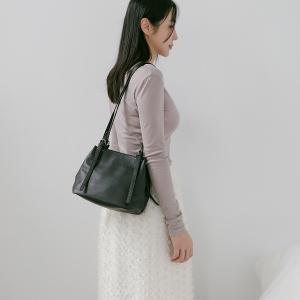 Supportingrole簡約廓形百搭輕量兩用真皮手提肩背腋下托特包 黑