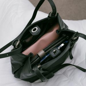 Supportingrole簡約廓形百搭輕量兩用真皮手提肩背腋下托特包 黑