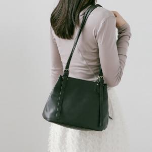 Supportingrole簡約廓形百搭輕量兩用真皮手提肩背腋下托特包 黑