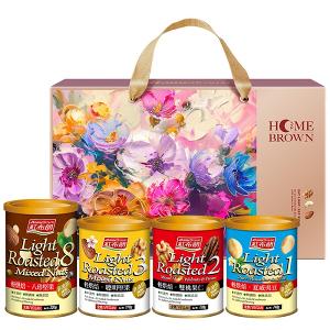 【紅布朗】輕烘焙純味堅果禮盒（八珍堅果+聰明堅果+雙桃果仁+夏威夷豆）