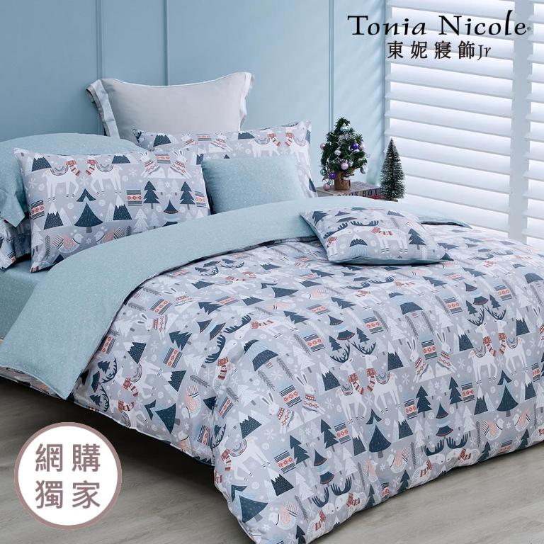 【Tonia Nicole 東妮寢飾Jr】雪國狂想曲100%精梳棉兩用被床包組(雙人)