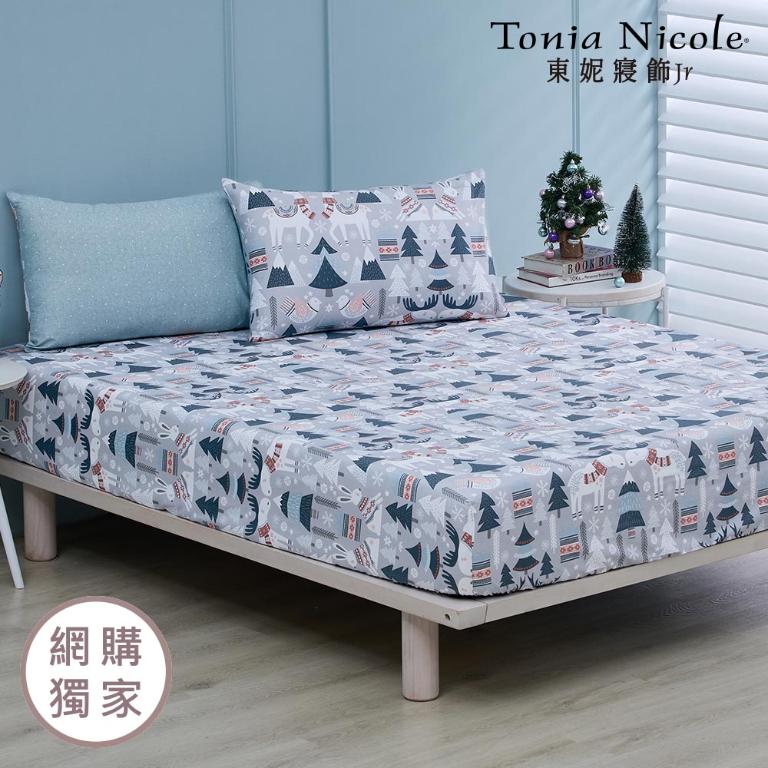 【Tonia Nicole 東妮寢飾Jr】雪國狂想曲100%精梳棉床包枕套組(雙人)