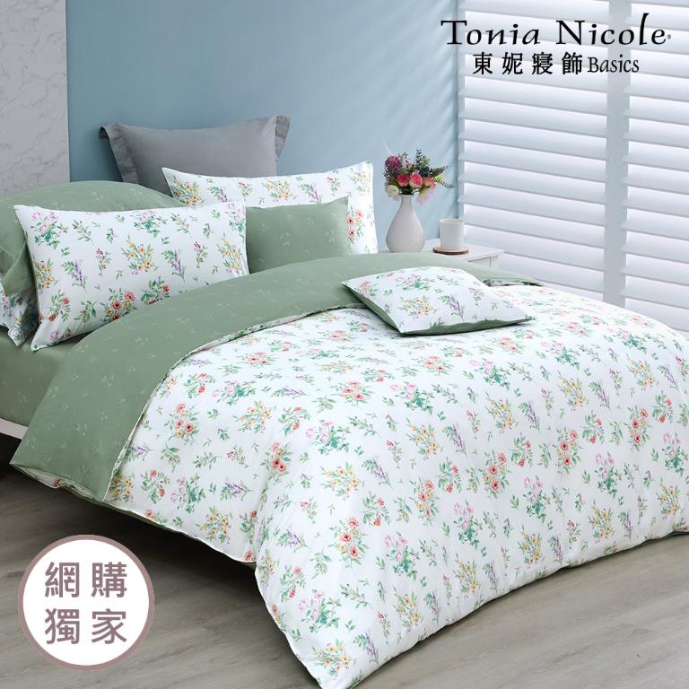 【Tonia Nicole 東妮寢飾】繁花綠境100%精梳棉兩用被床包組(加大)