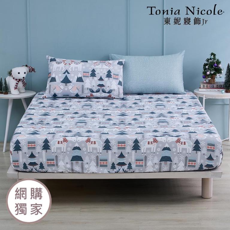 【Tonia Nicole 東妮寢飾Jr】雪國狂想曲100%精梳棉床包枕套組(雙人)