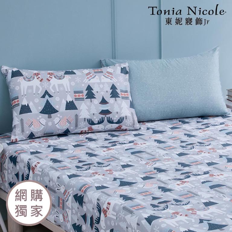 【Tonia Nicole 東妮寢飾Jr】雪國狂想曲100%精梳棉床包枕套組(雙人)
