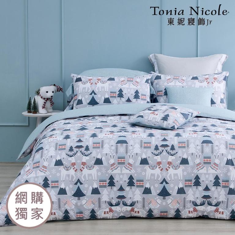 【Tonia Nicole 東妮寢飾Jr】雪國狂想曲100%精梳棉兩用被床包組(雙人)