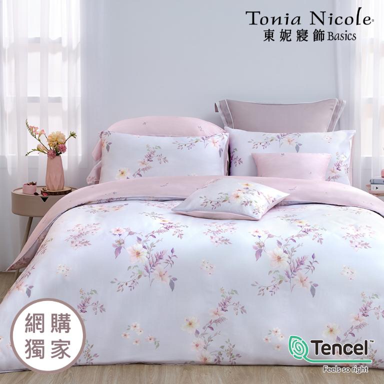 【Tonia Nicole 東妮寢飾】粉漾佳人60支環保印染100%萊賽爾天絲兩用被床包組(加大)