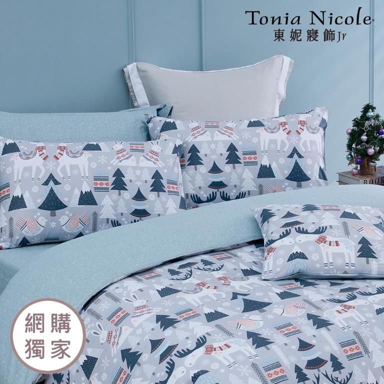【Tonia Nicole 東妮寢飾Jr】雪國狂想曲100%精梳棉兩用被床包組(雙人)