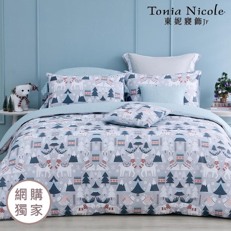 【Tonia Nicole 東妮寢飾Jr】雪國狂想曲100%精梳棉兩用被床包組(雙人)