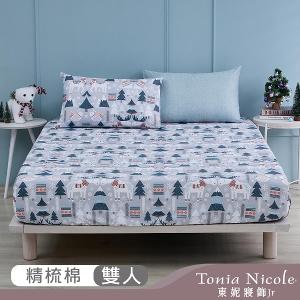 【Tonia Nicole 東妮寢飾Jr】雪國狂想曲100%精梳棉床包枕套組(雙人)