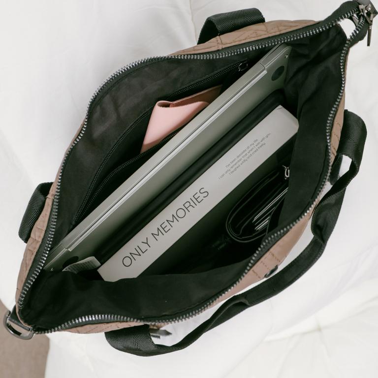 supportingrole 蓬鬆弧線斜肩後背手提3用托特包 咖啡