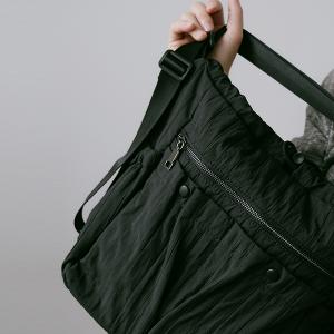 supportingrole 蓬鬆俐落線條斜肩後背手提3用包 黑