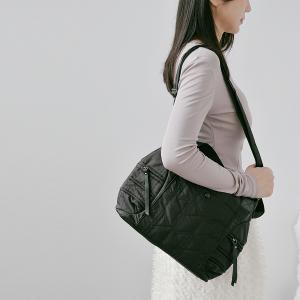 supportingrole 蓬鬆弧線斜肩後背手提3用托特包 黑