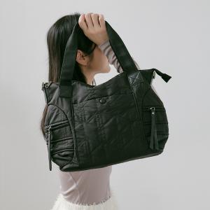 supportingrole 蓬鬆弧線斜肩後背手提3用托特包 黑