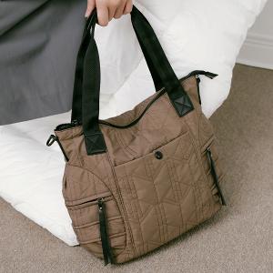 supportingrole 蓬鬆弧線斜肩後背手提3用托特包 咖啡