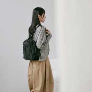 supportingrole 蓬鬆俐落線條斜肩後背手提3用包 黑