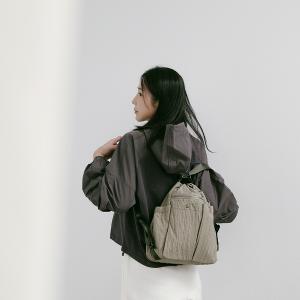 supportingrole 蓬鬆俐落線條斜肩後背手提3用包 軍綠