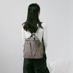 supportingrole 蓬鬆俐落線條斜肩後背手提3用包 灰