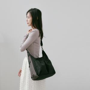 supportingrole 輕盈多分層空間俐落多用手提斜肩背包 黑灰