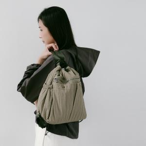 supportingrole 蓬鬆俐落線條斜肩後背手提3用包 軍綠