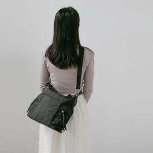 supportingrole 蓬鬆弧線斜肩後背手提3用托特包 黑