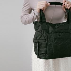 supportingrole 蓬鬆弧線斜肩後背手提3用托特包 黑