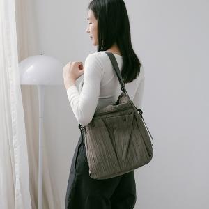 supportingrole 蓬鬆俐落線條斜肩後背手提3用包 灰
