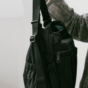 supportingrole 蓬鬆俐落線條斜肩後背手提3用包 黑