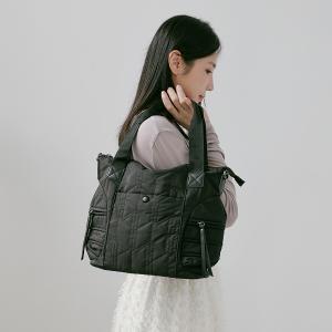 supportingrole 蓬鬆弧線斜肩後背手提3用托特包 黑