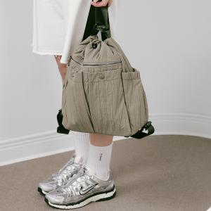 supportingrole 蓬鬆俐落線條斜肩後背手提3用包 軍綠