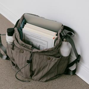 supportingrole 蓬鬆俐落線條斜肩後背手提3用包 灰