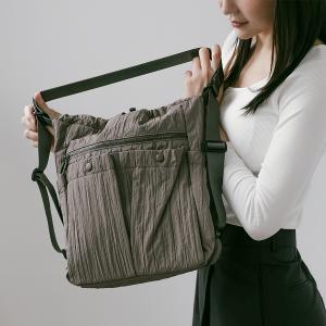 supportingrole 蓬鬆俐落線條斜肩後背手提3用包 灰