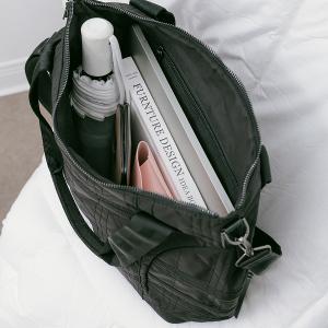 supportingrole 蓬鬆弧線斜肩後背手提3用托特包 黑