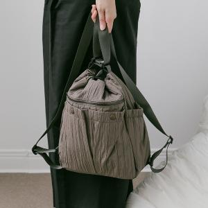 supportingrole 蓬鬆俐落線條斜肩後背手提3用包 灰