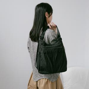 supportingrole 蓬鬆俐落線條斜肩後背手提3用包 黑