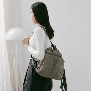 supportingrole 蓬鬆俐落線條斜肩後背手提3用包 灰