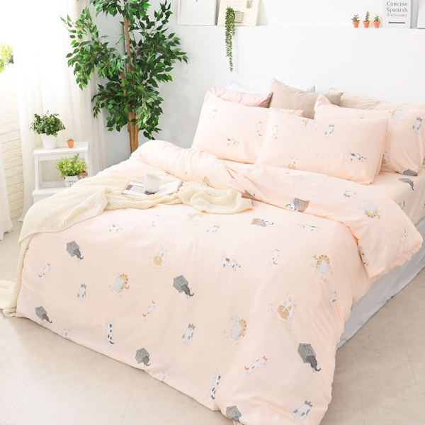 【DUYAN 竹漾】萊賽爾纖維雙人加大床包三件組 / 尋覓小貓 台灣製