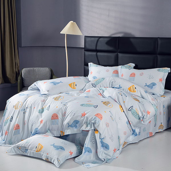 【DUYAN 竹漾】萊賽爾纖維單人床包二件組 / 魚樂同游 台灣製