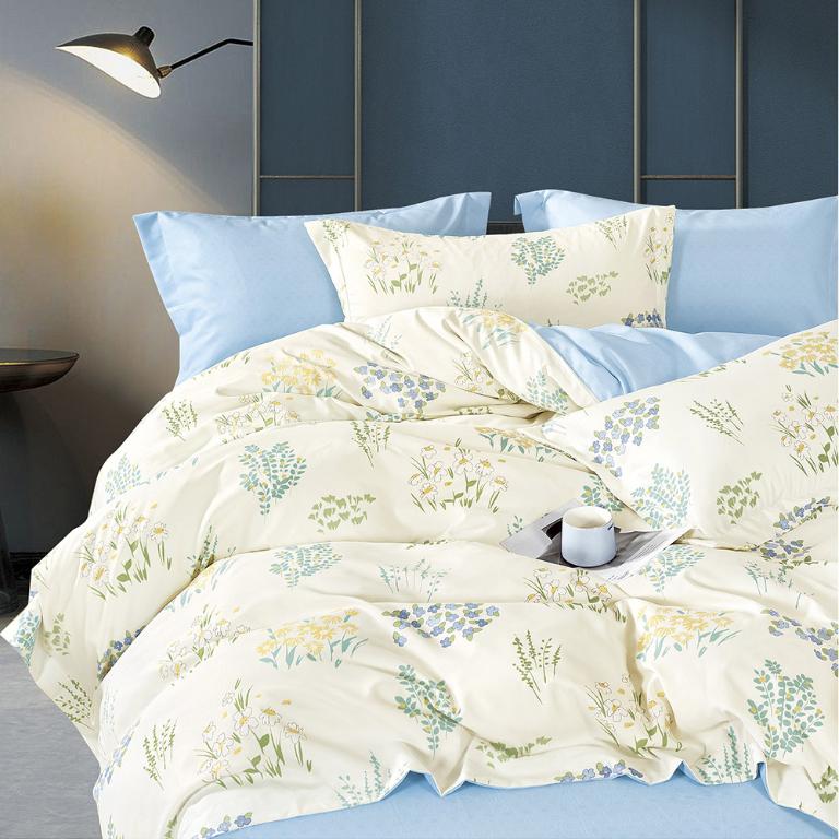 【DUYAN 竹漾】萊賽爾纖維雙人加大四件式鋪棉兩用被床包組 / 香氛藍冉 台灣製