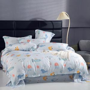 【DUYAN 竹漾】萊賽爾纖維單人床包二件組 / 魚樂同游 台灣製