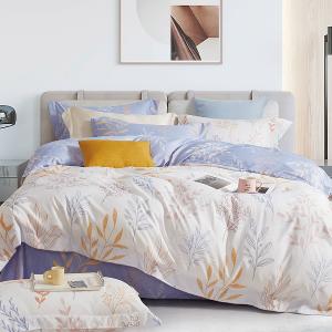 【DUYAN 竹漾】萊賽爾纖維雙人四件式鋪棉兩用被床包組 / 芷葉盼夏 台灣製