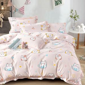 【DUYAN 竹漾】萊賽爾纖維雙人床包三件組 / 貓咪樂園 台灣製