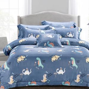 【DUYAN 竹漾】萊賽爾纖維雙人四件式鋪棉兩用被床包組 / 海島恐龍 台灣製