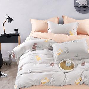 【DUYAN 竹漾】萊賽爾纖維雙人四件式鋪棉兩用被床包組 / 跑跑柯基 台灣製