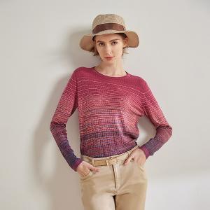 FREE 有機草木染一字領漸層八分袖針織衫