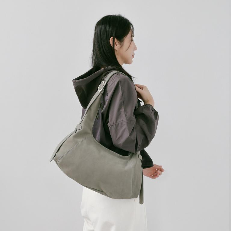 Supportingrole簡約半月形輪廓真皮手提肩斜背托特包 質感棕