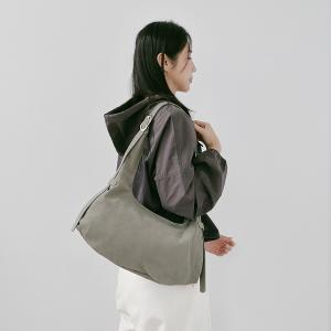 Supportingrole簡約半月形輪廓真皮手提肩斜背托特包 質感棕