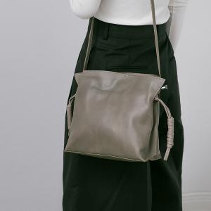 Supportingrole 率性簡約 打褶水桶包側背包 灰