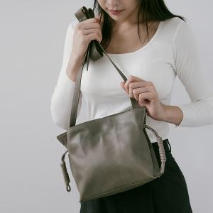 Supportingrole 率性簡約 打褶水桶包側背包 灰